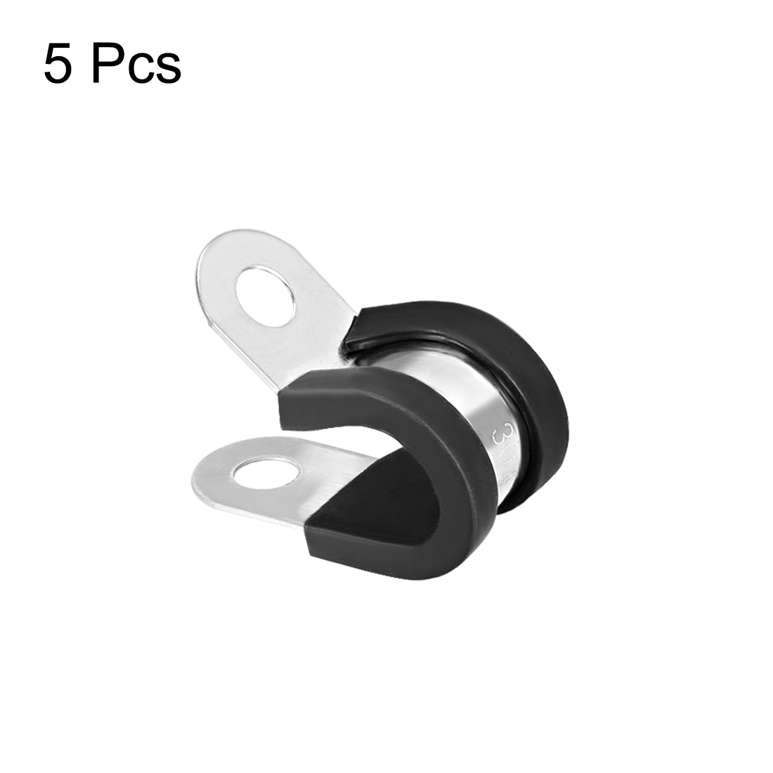 uxcell Uxcell 16mm Cable Clamp 304 Stainless Steel Rubber Cushioned Insulated Clamp R Shape Metal Clamp 5Pcs