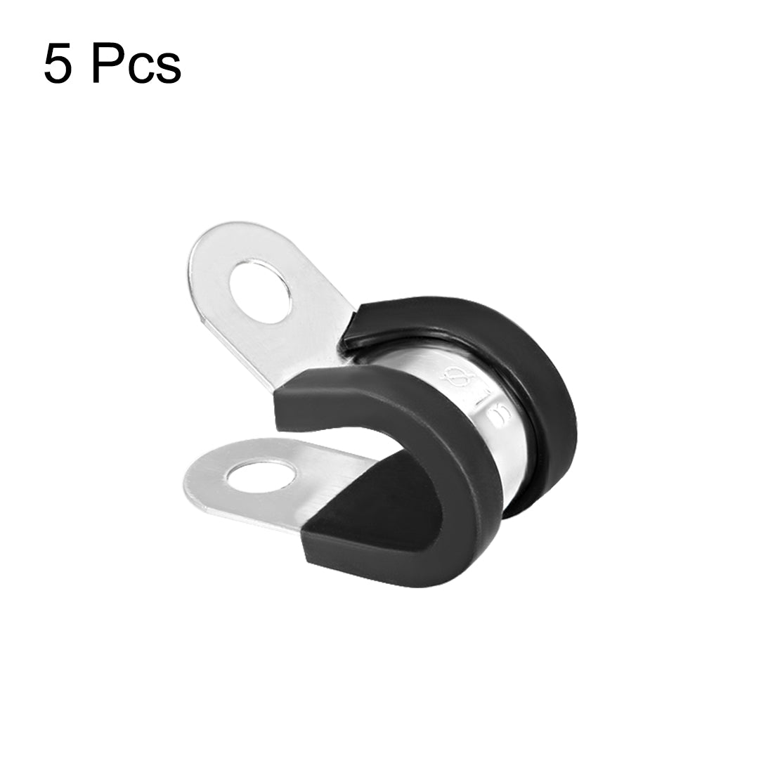 uxcell Uxcell 18mm Cable Clamp 304 Stainless Steel Rubber Cushioned Insulated Clamp R Shape Metal Clamp 5Pcs