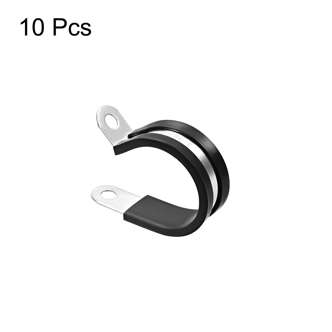 uxcell Uxcell 20mm Cable Clamp 304 Stainless Steel Rubber Cushioned Insulated Clamp R Shape Metal Clamp 10Pcs