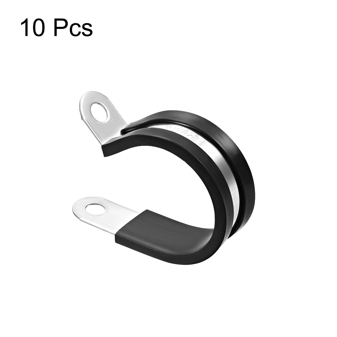 uxcell Uxcell 25mm Cable Clamp 304 Stainless Steel Rubber Cushioned Insulated Clamp R Shape Metal Clamp 10Pcs