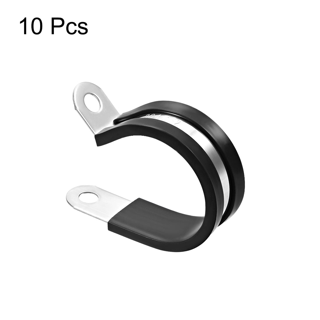 uxcell Uxcell 32mm Cable Clamp 304 Stainless Steel Rubber Cushioned Insulated Clamp R Shape Metal Clamp 10Pcs