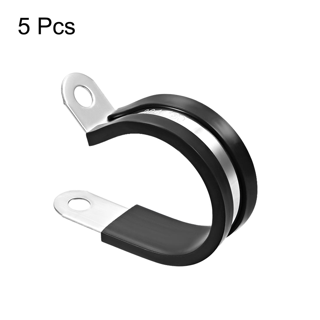 uxcell Uxcell 50mm Cable Clamp 304 Stainless Steel Rubber Cushioned Insulated Clamp R Shape Metal Clamp 5Pcs