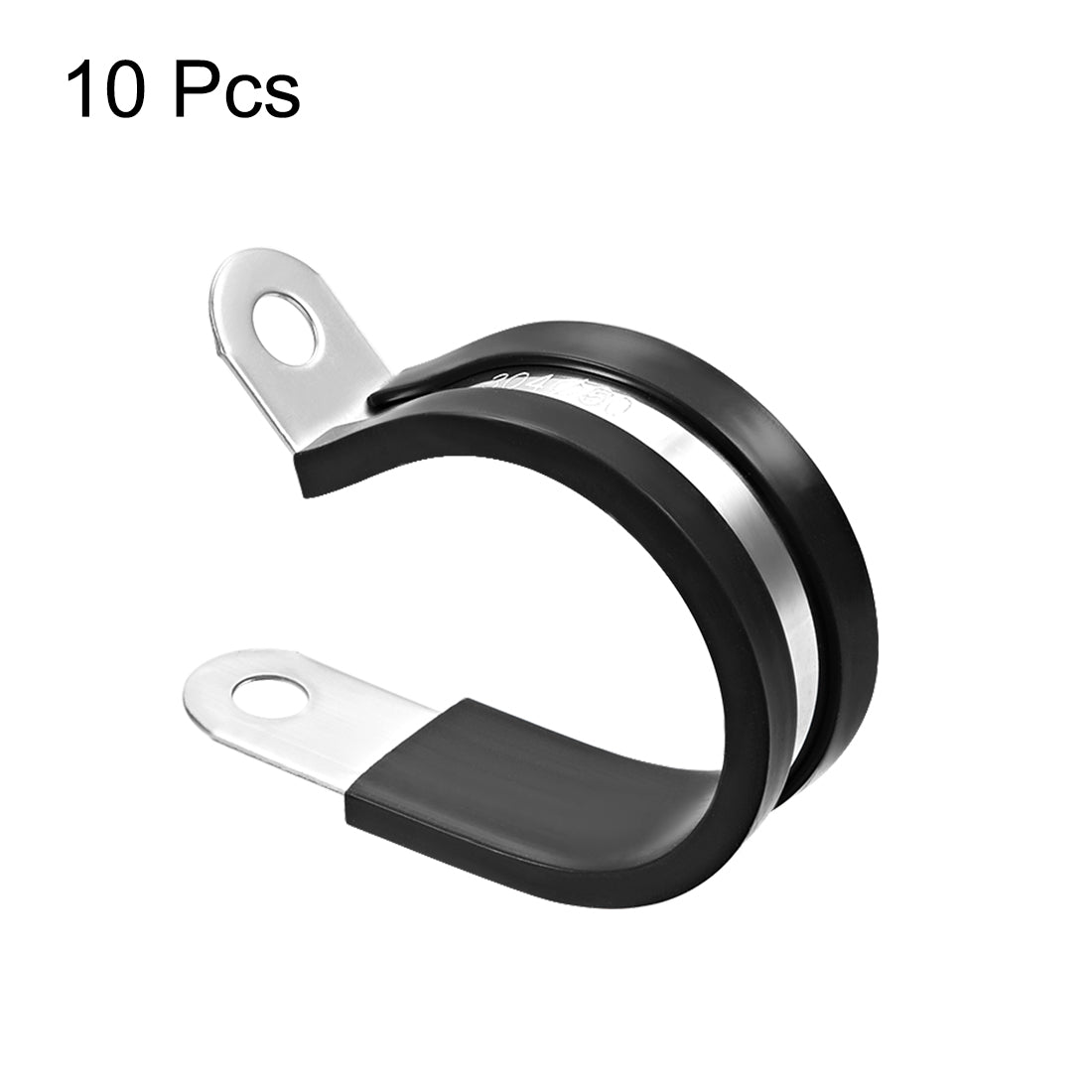 uxcell Uxcell 50mm Cable Clamp 304 Stainless Steel Rubber Cushioned Insulated Clamp R Shape Metal Clamp 10Pcs