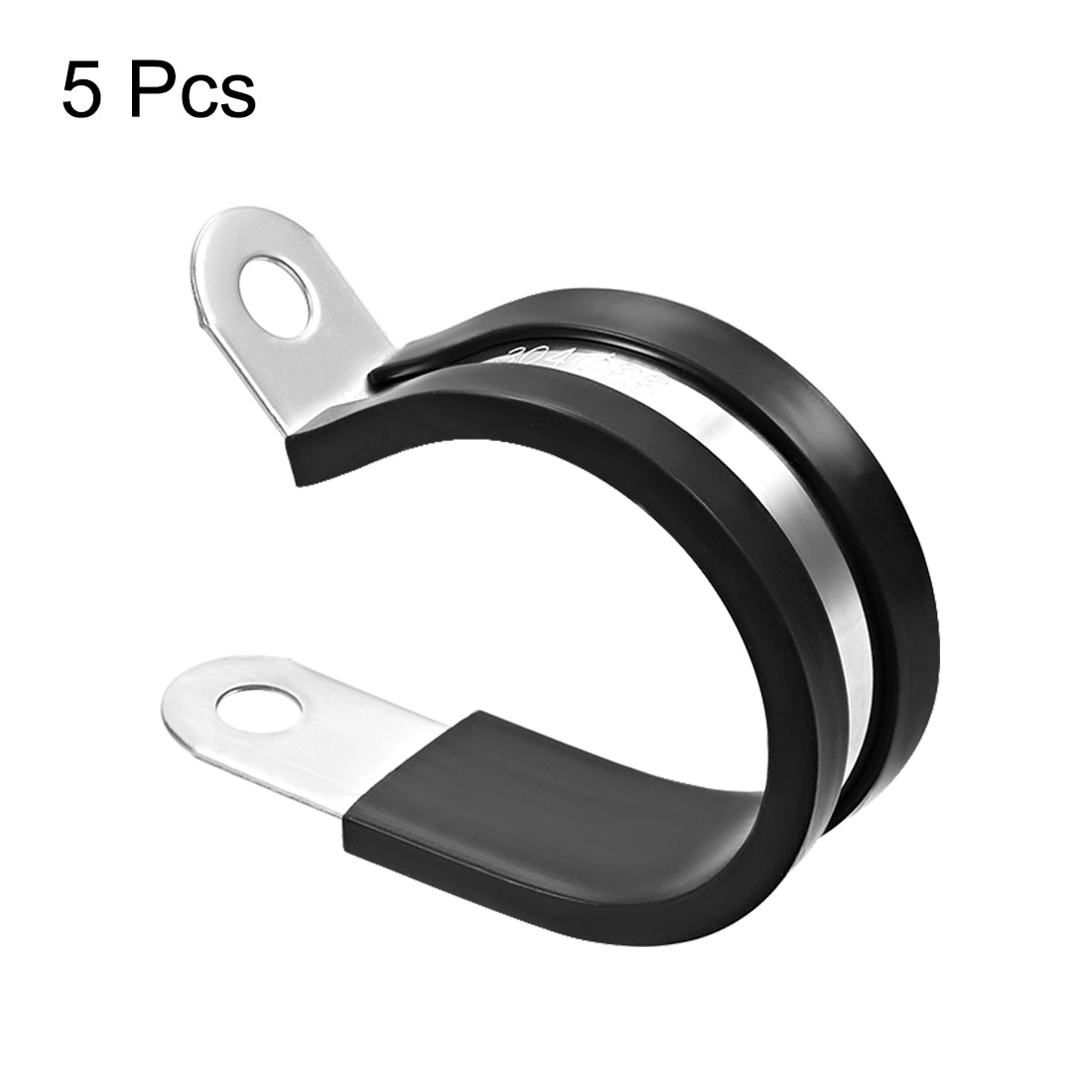 uxcell Uxcell 55mm Cable Clamp 304 Stainless Steel Rubber Cushioned Insulated Clamp R Shape Metal Clamp 5Pcs