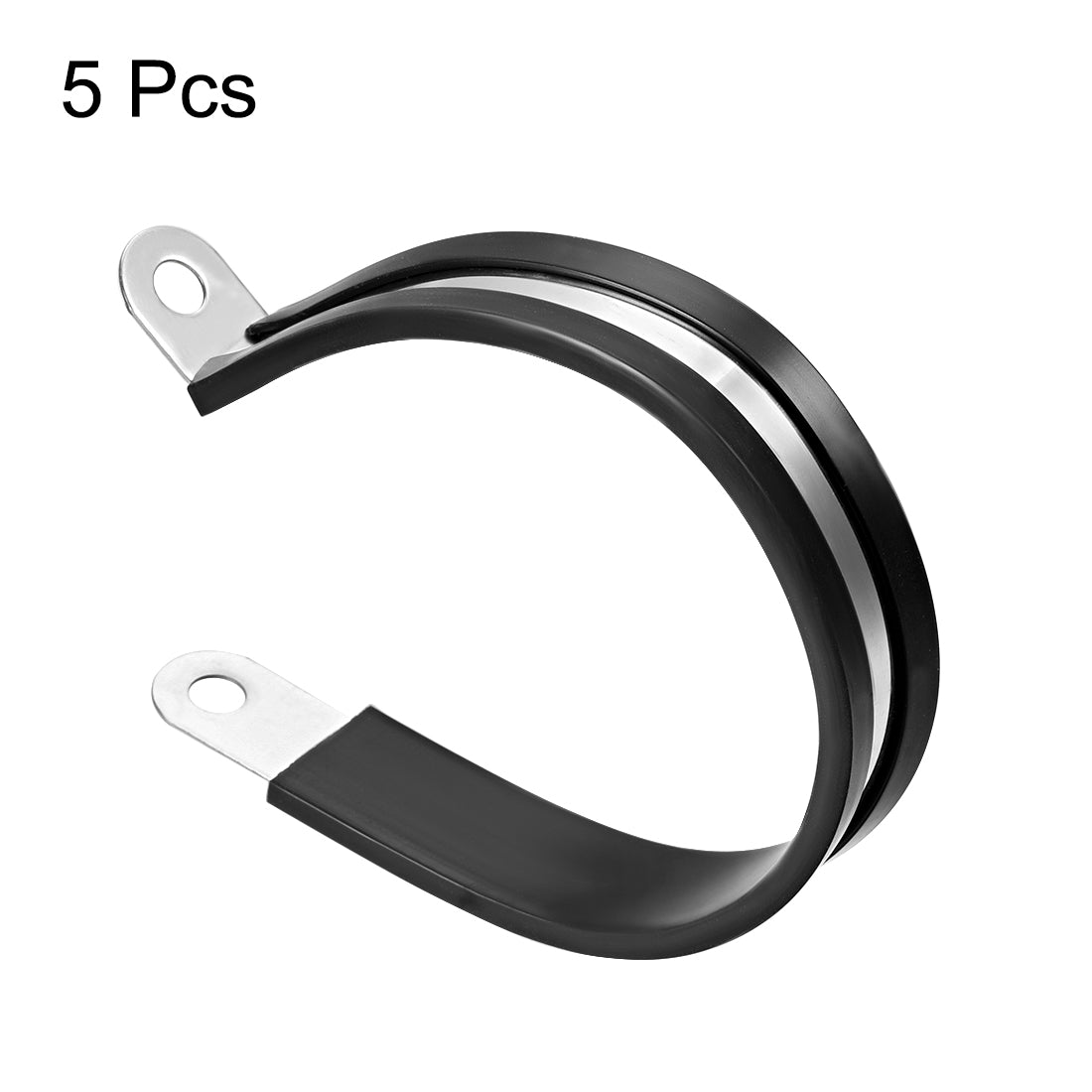 uxcell Uxcell 63mm Cable Clamp 304 Stainless Steel Rubber Cushioned Insulated Clamp R Shape Metal Clamp 5Pcs