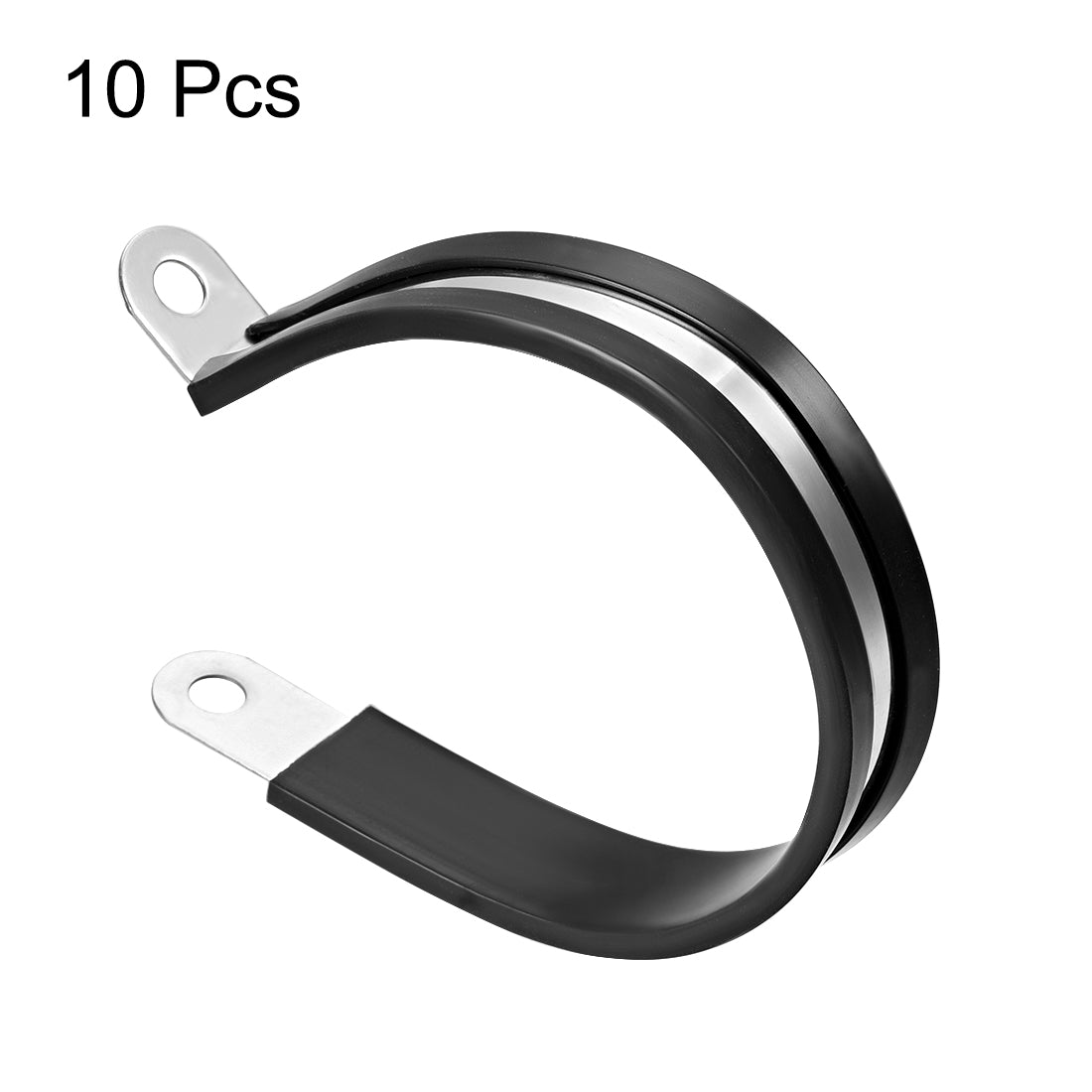 uxcell Uxcell 63mm Cable Clamp 304 Stainless Steel Rubber Cushioned Insulated Clamp R Shape Metal Clamp 10Pcs