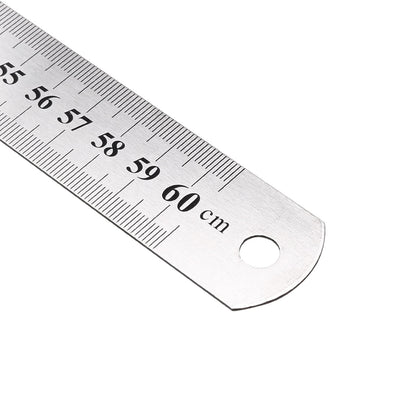 Harfington Uxcell Straight Ruler 600mm 24 Inch Metric Stainless Steel Measuring Ruler Tool 0.7mm Thickness