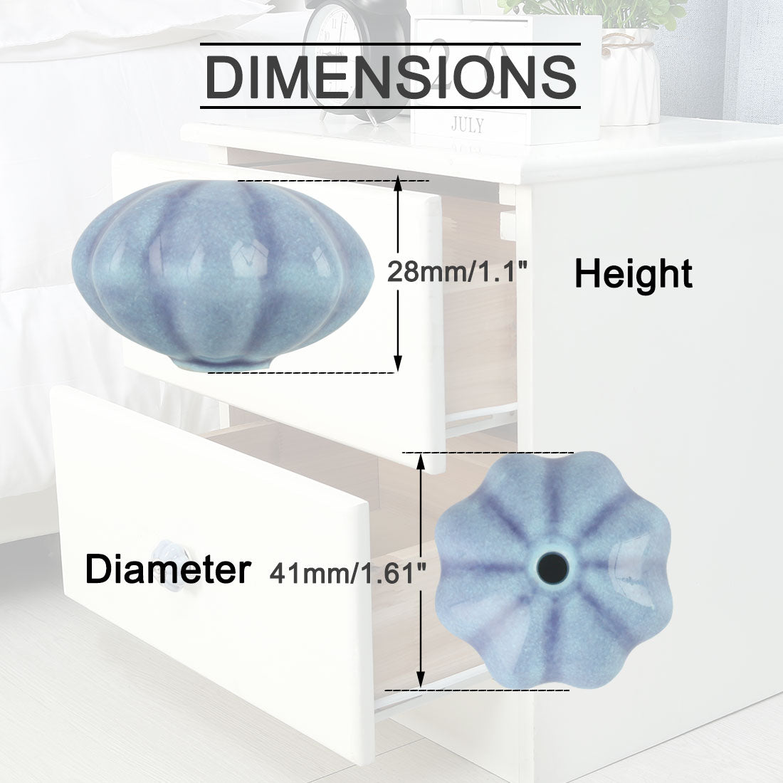 uxcell Uxcell Ceramic Knob Hand Painted Drawer Handle Cabinet Accessory 41mm, Slateblue 2pcs
