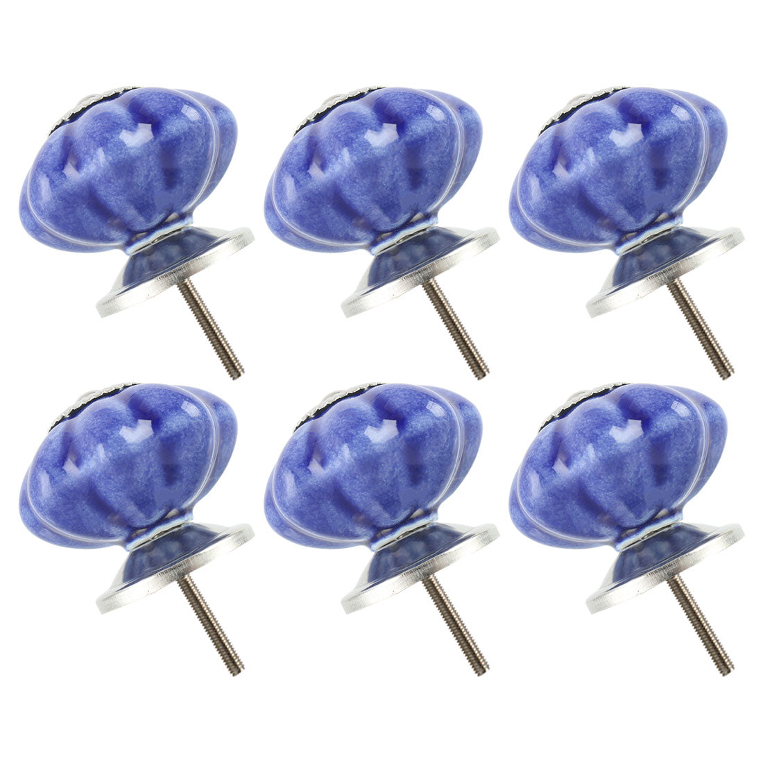 uxcell Uxcell Ceramic Knob Hand Painted Drawer Handle Cabinet Accessory 41mm, Indigo Blue 6pcs