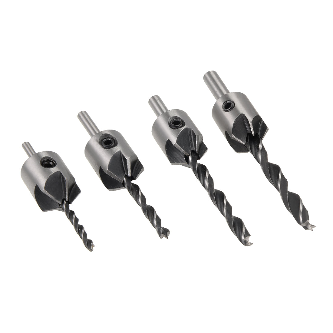 uxcell Uxcell Countersink Drill Bits for Wood 3mm to 6mm Adjustable Reamer with Hex Wrench for Punch Tool Woodworking Carpentry DIY HSS 4in1 Set