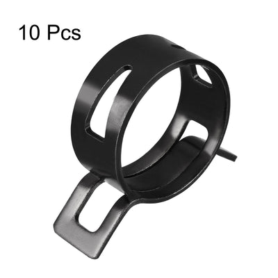 Harfington Uxcell Steel Band Clamp 25mm for Fuel Line Silicone Hose Tube Spring Clips Clamp Black Manganese Steel 10Pcs