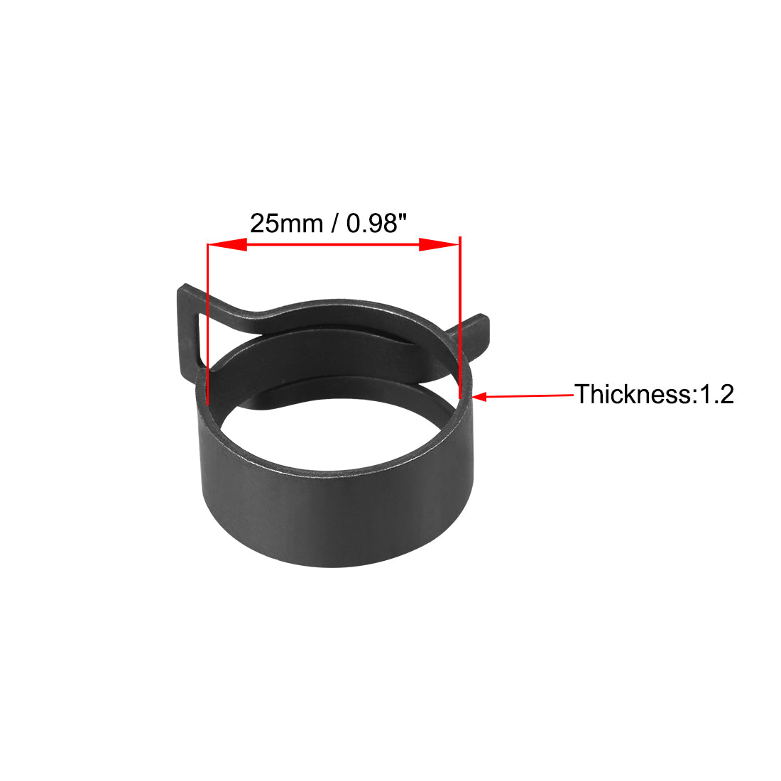 uxcell Uxcell Steel Band Clamp 25mm for Fuel Line Silicone Hose Tube Spring Clips Clamp Black Manganese Steel 20Pcs