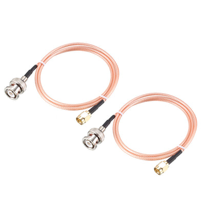 Harfington Uxcell RG316 Coaxial Cable with BNC Male to SMA Male Connectors 50 Ohm Jumper Cable 2pcs