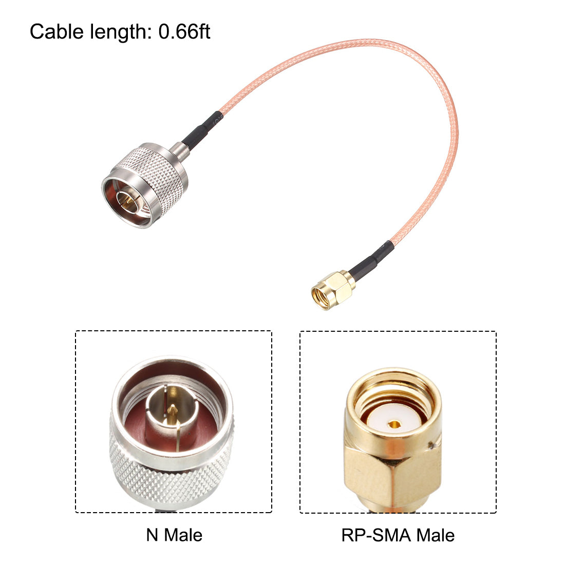 uxcell Uxcell RG316 Coax Cable N Male to RP-SMA Male Pigtail Cable 50 Ohm 0.66 Ft