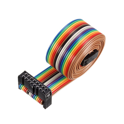 Harfington Uxcell IDC Rainbow Wire Flat Ribbon Cable 16P A-type FC/FC Connector 2.54mm Pitch 1m/39.3inch Length