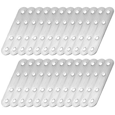 Harfington Uxcell Repair Plate, 80mm x 17mm, Flat Fixing Mending Bracket Connector with Screws, 24 Pcs