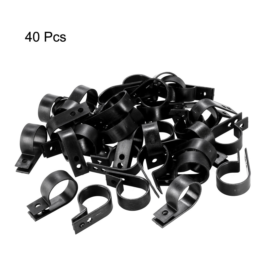 uxcell Uxcell Nylon R-type Clamp Organizer Cord Clips for Wire Management Fit Cable Dia 23-26mm Black 40Pcs