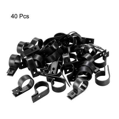 Harfington Uxcell Nylon R-type Clamp Organizer Cord Clips for Wire Management Fit Cable Dia 23-26mm Black 40Pcs