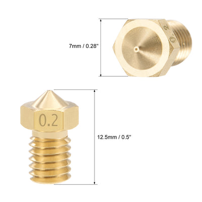 Harfington Uxcell 0.2mm 3D Printer Nozzle Head M6 Thread Replacement for V5 V6 1.75mm Extruder Print, Brass 5pcs