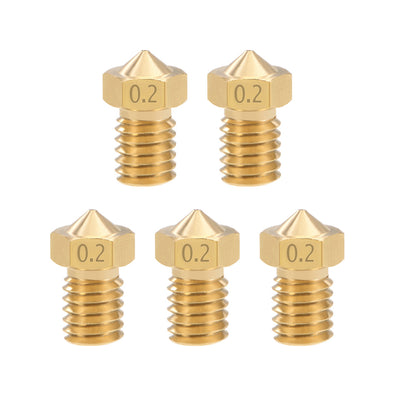Harfington Uxcell 0.2mm 3D Printer Nozzle Head M6 Thread Replacement for V5 V6 1.75mm Extruder Print, Brass 5pcs