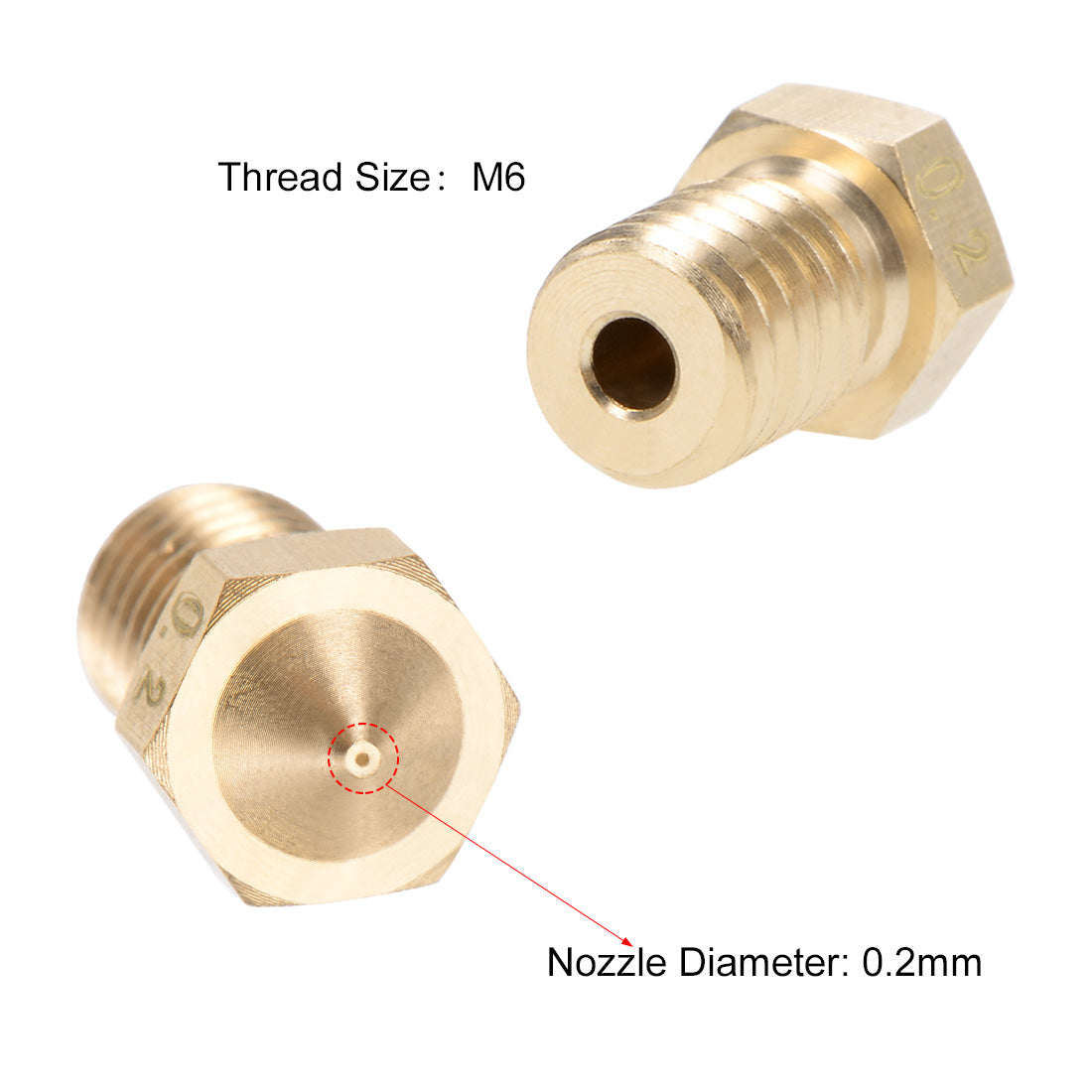 uxcell Uxcell 0.2mm 3D Printer Nozzle Head M6 Replacement , 10pcs