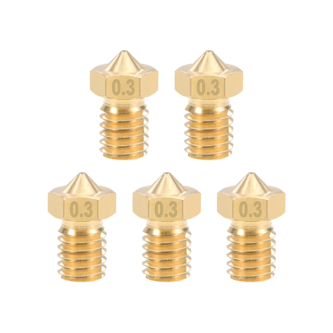 uxcell Uxcell 0.3mm 3D Printer Nozzle Head M6 for V5 V6 2mm Extruder Print, Brass 5pcs