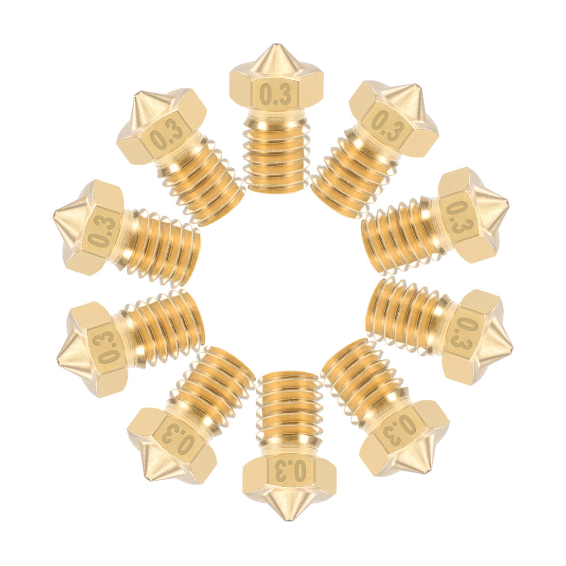 uxcell Uxcell 0.3mm 3D Printer Nozzle Head M6 for V5 V6 2mm Extruder Print, Brass 10pcs