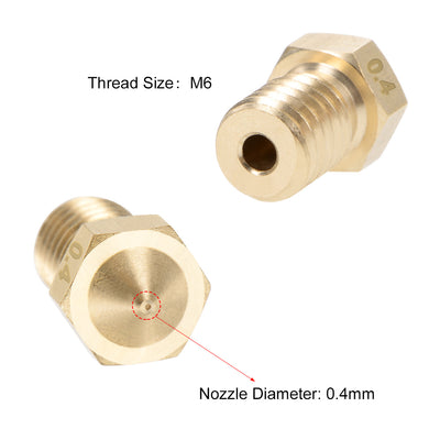 Harfington Uxcell 0.4mm 3D Printer Nozzle Head M6 Thread Replacement for V5 V6 1.75mm Extruder Print, Brass 10pcs