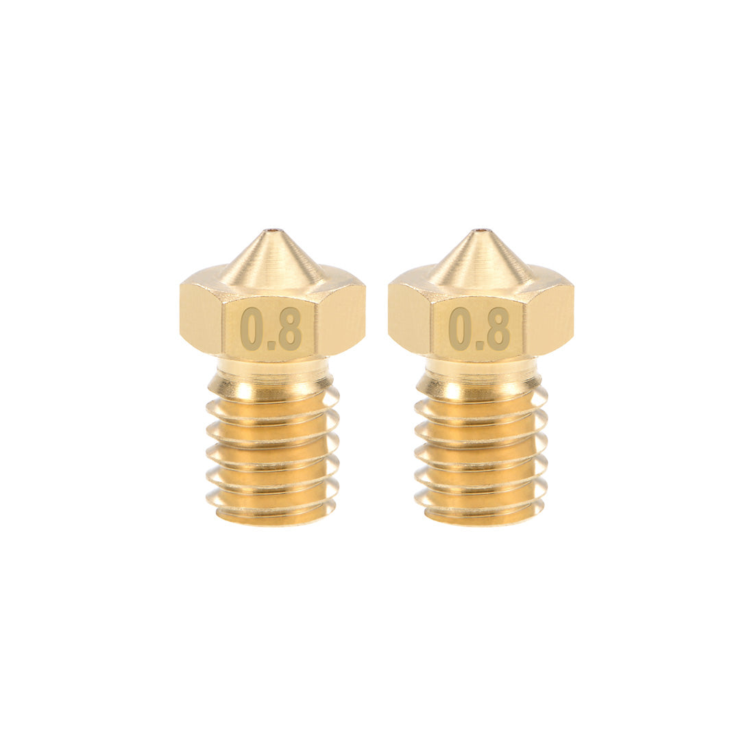 uxcell Uxcell 0.8mm 3D Printer Nozzle Head M6 for V5 V6 1.75mm Extruder Print, Brass 2pcs