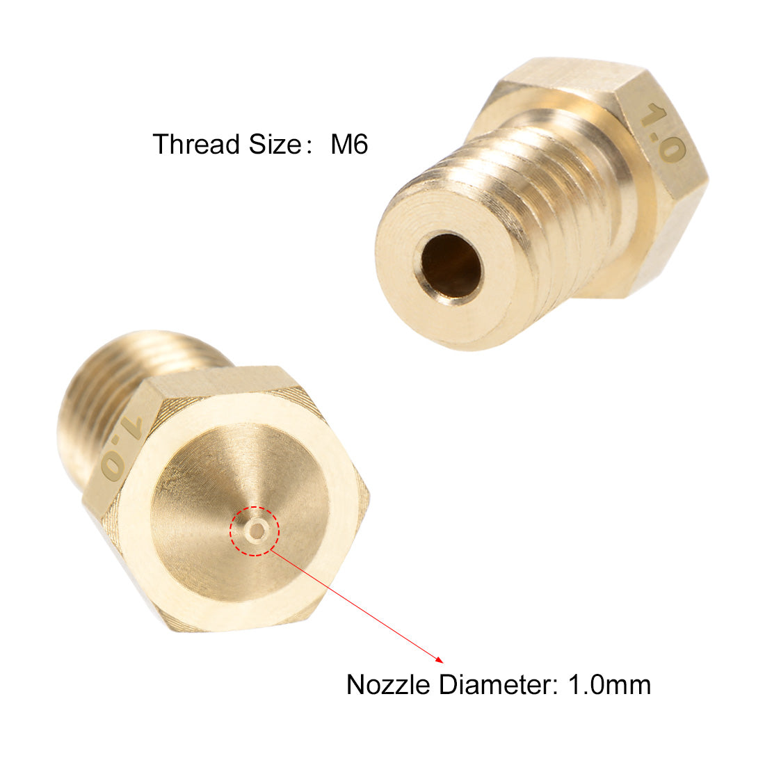 uxcell Uxcell 1mm 3D Printer Nozzle Head for Extruder Print, Brass 10pcs