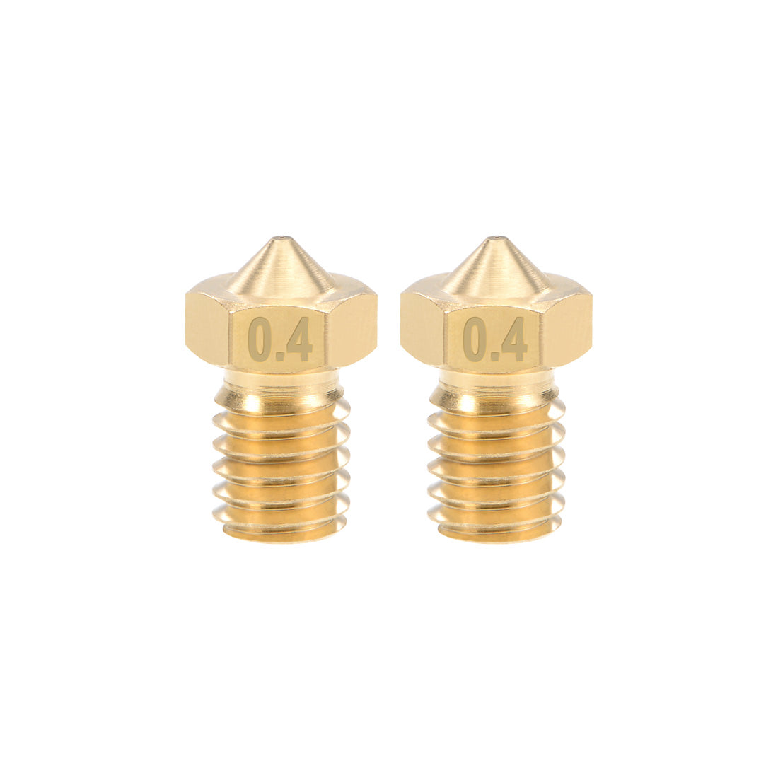 uxcell Uxcell 0.4mm 3D Printer Nozzle Head M6 Thread Replacement for V5 V6 3mm Extruder Print, Brass 2pcs