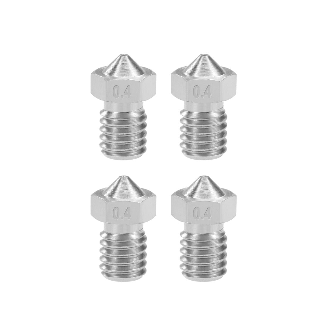 uxcell Uxcell 0.4mm 3D Printer Nozzle Head M6 Thread Replacement for V5 V6 1.75mm Extruder Print, Stainless Steel 4pcs