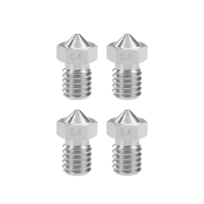 Harfington Uxcell 0.4mm 3D Printer Nozzle Head M6 Thread Replacement for V5 V6 1.75mm Extruder Print, Stainless Steel 4pcs