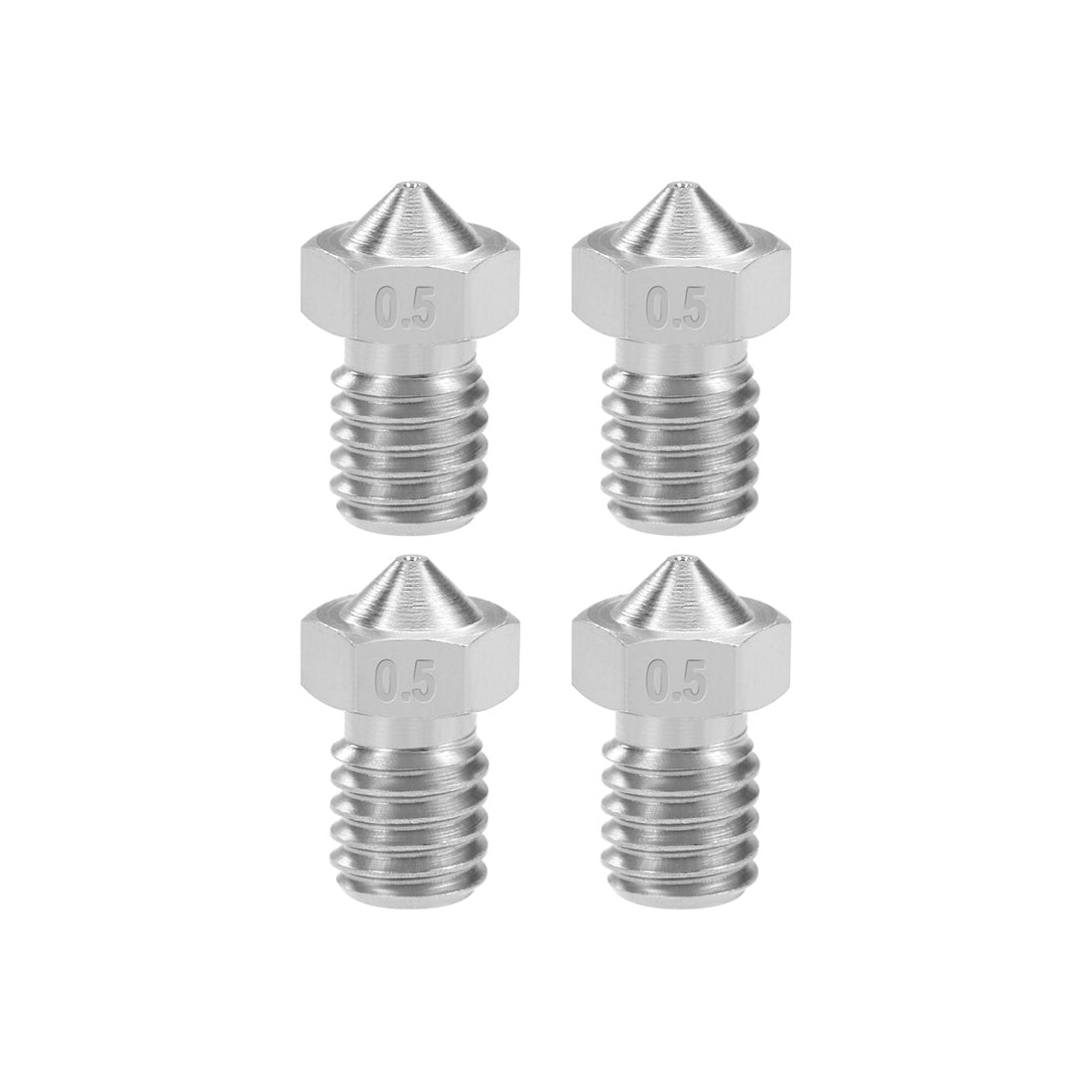 Uxcell Uxcell 0.6mm 3D Printer Nozzle Head M6 Thread Replacement for V5 V6 1.75mm Extruder Print, Stainless Steel 4pcs
