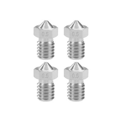 Harfington Uxcell 0.5mm 3D Printer Nozzle Head M6 Thread Replacement for V5 V6 1.75mm Extruder Print, Stainless Steel 4pcs