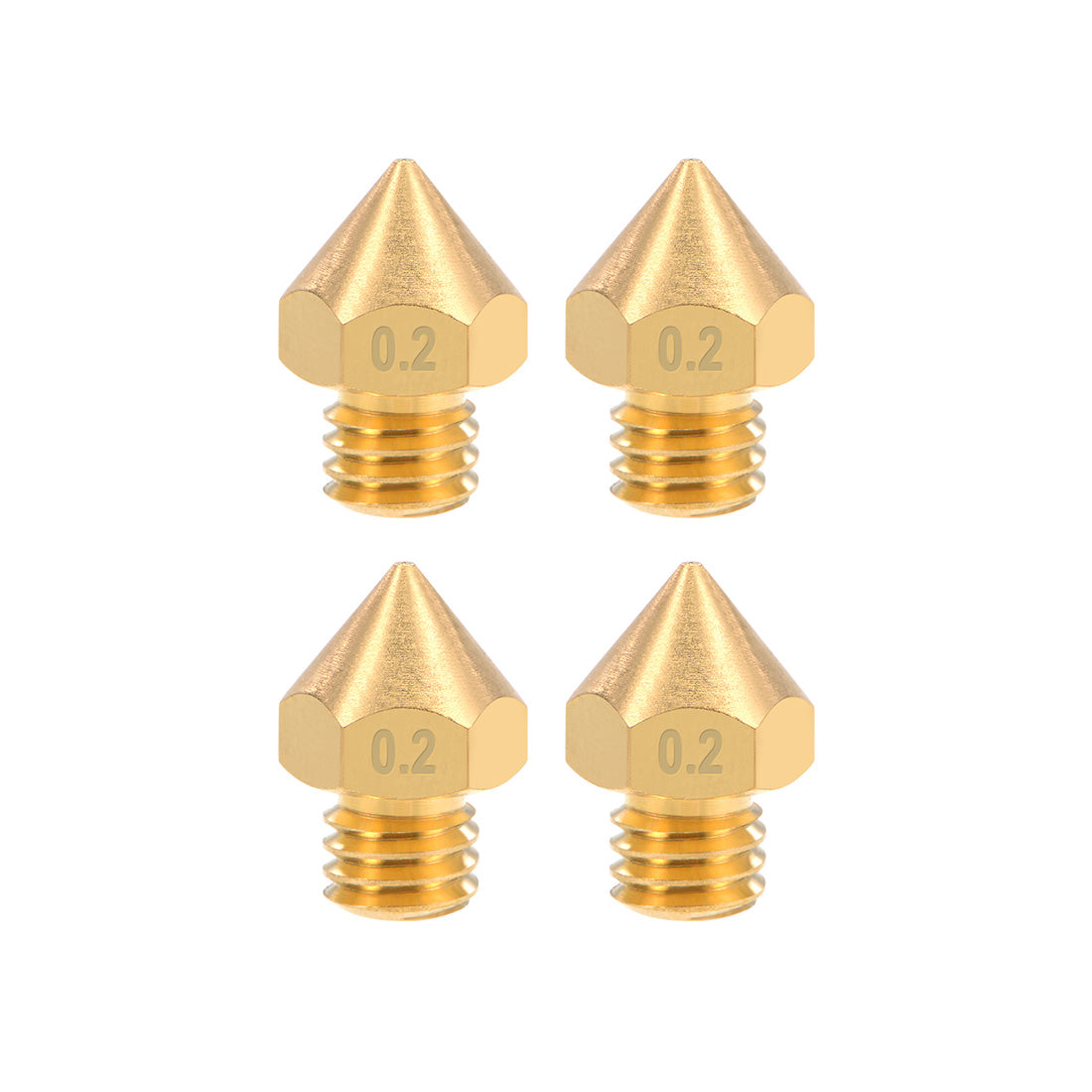uxcell Uxcell 0.2mm 3D Printer Nozzle Head M6 for MK8 1.75mm Extruder Print, Brass 4pcs