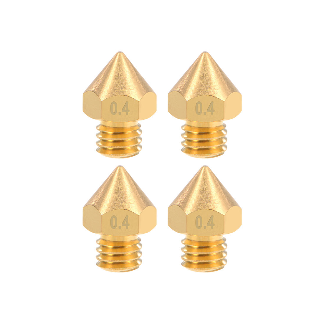 uxcell Uxcell 0.4mm 3D Printer Nozzle Head M6 Thread Replacement for MK8 1.75mm Extruder Print, Brass 4pcs