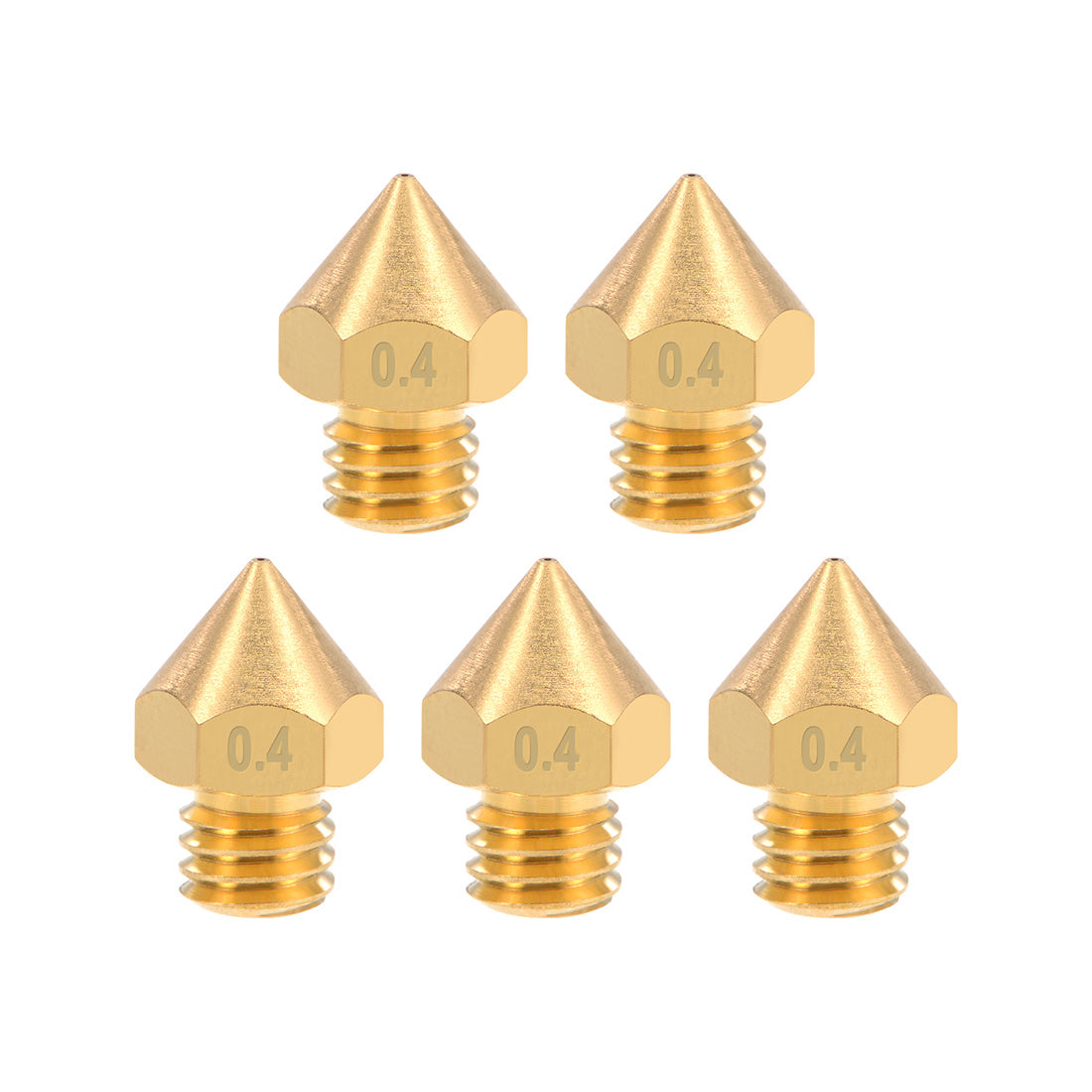 uxcell Uxcell 0.4mm 3D Printer Nozzles Head M6 for MK8 1.75mm Extruder Print, Brass 5pcs