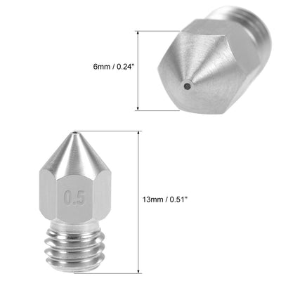 Harfington Uxcell 0.4mm 3D Printer Nozzle Head M6 for MK8 1.75mm, Stainless Steel 2pcs