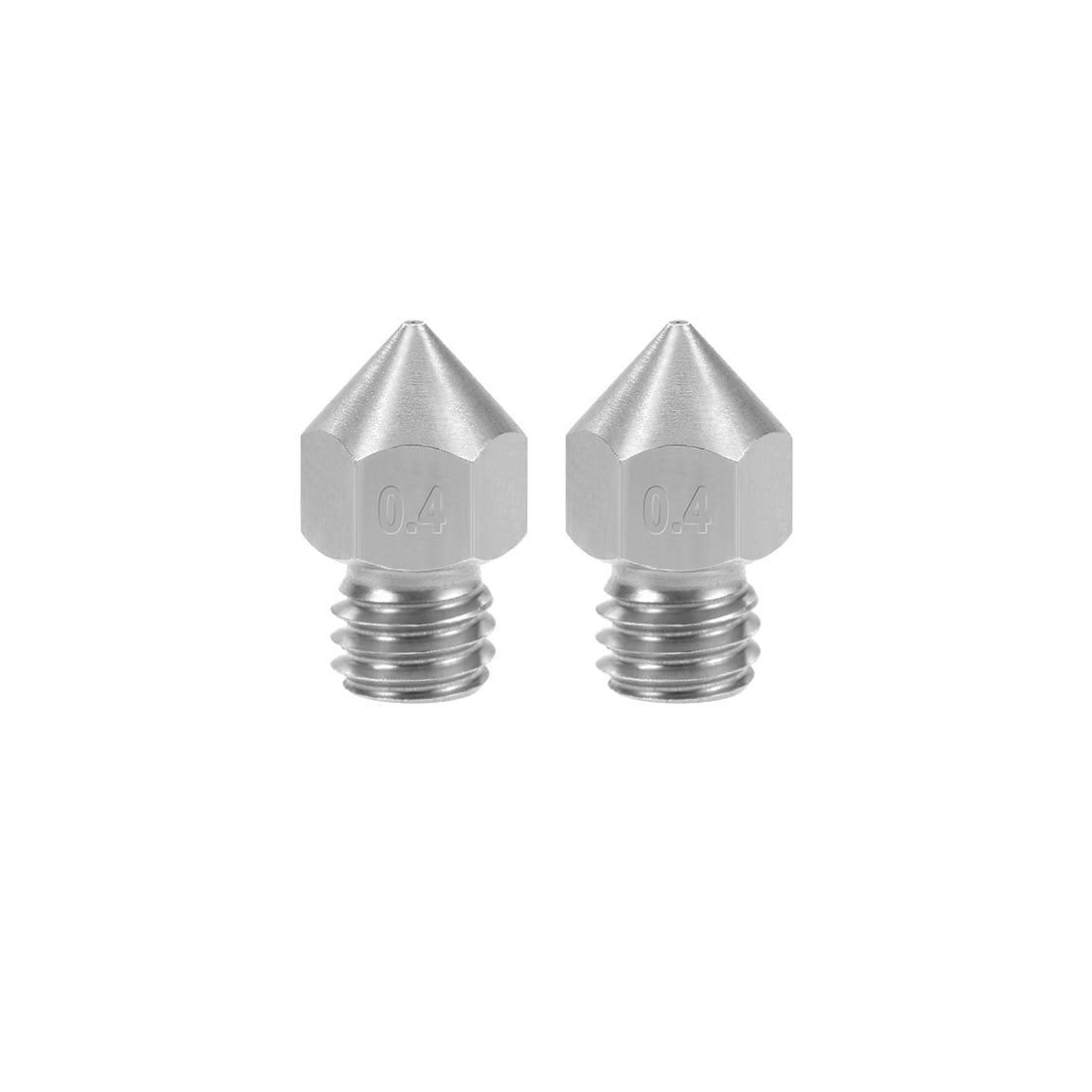 uxcell Uxcell 0.4mm 3D Printer Nozzle Head M6 for MK8 1.75mm, Stainless Steel 2pcs
