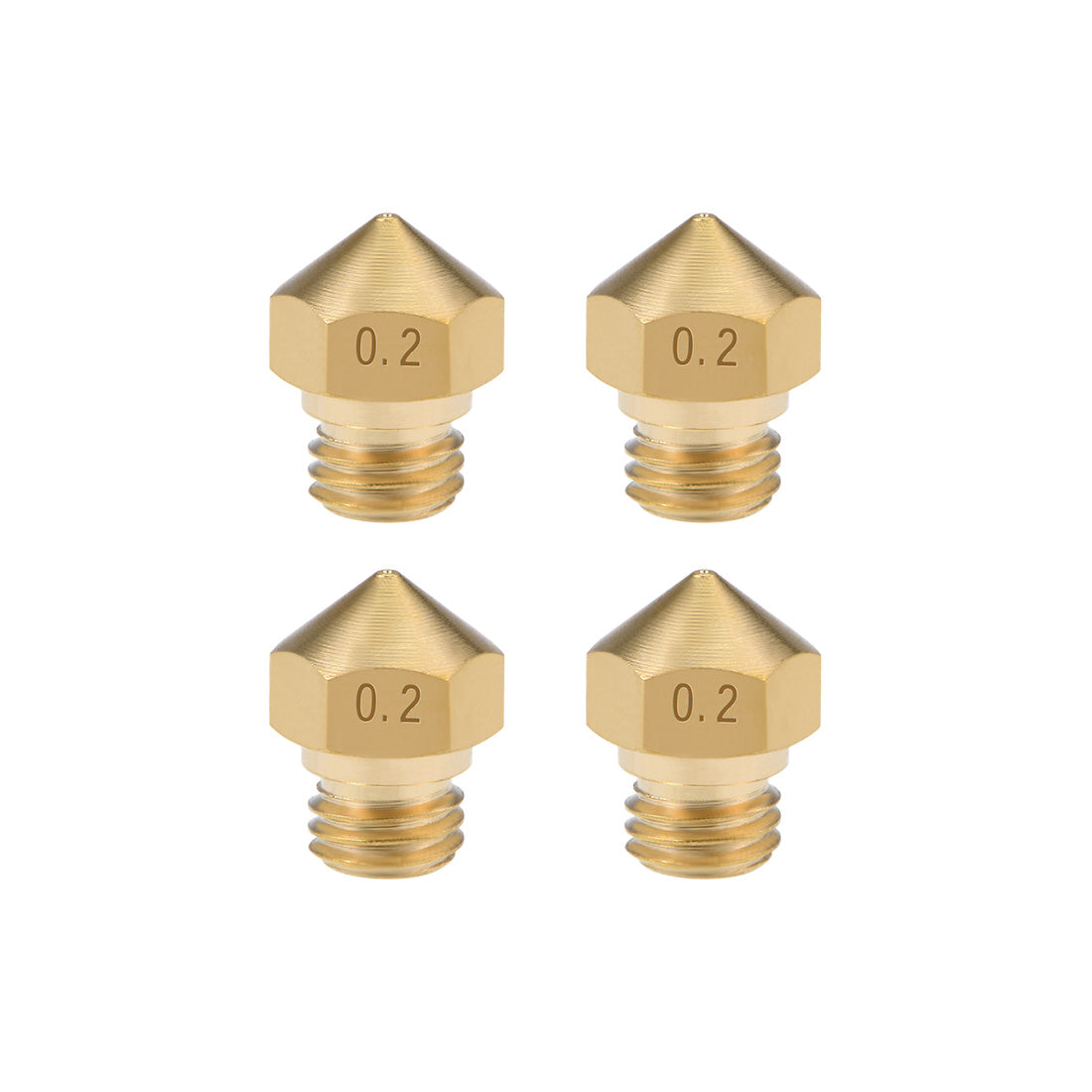 uxcell Uxcell 0.2mm 3D Printer Nozzle Head M7 Thread Replacement for MK10 1.75mm Extruder Print, Brass 4pcs