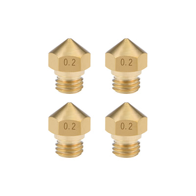 Harfington Uxcell 0.2mm 3D Printer Nozzle Head M7 Thread Replacement for MK10 1.75mm Extruder Print, Brass 4pcs