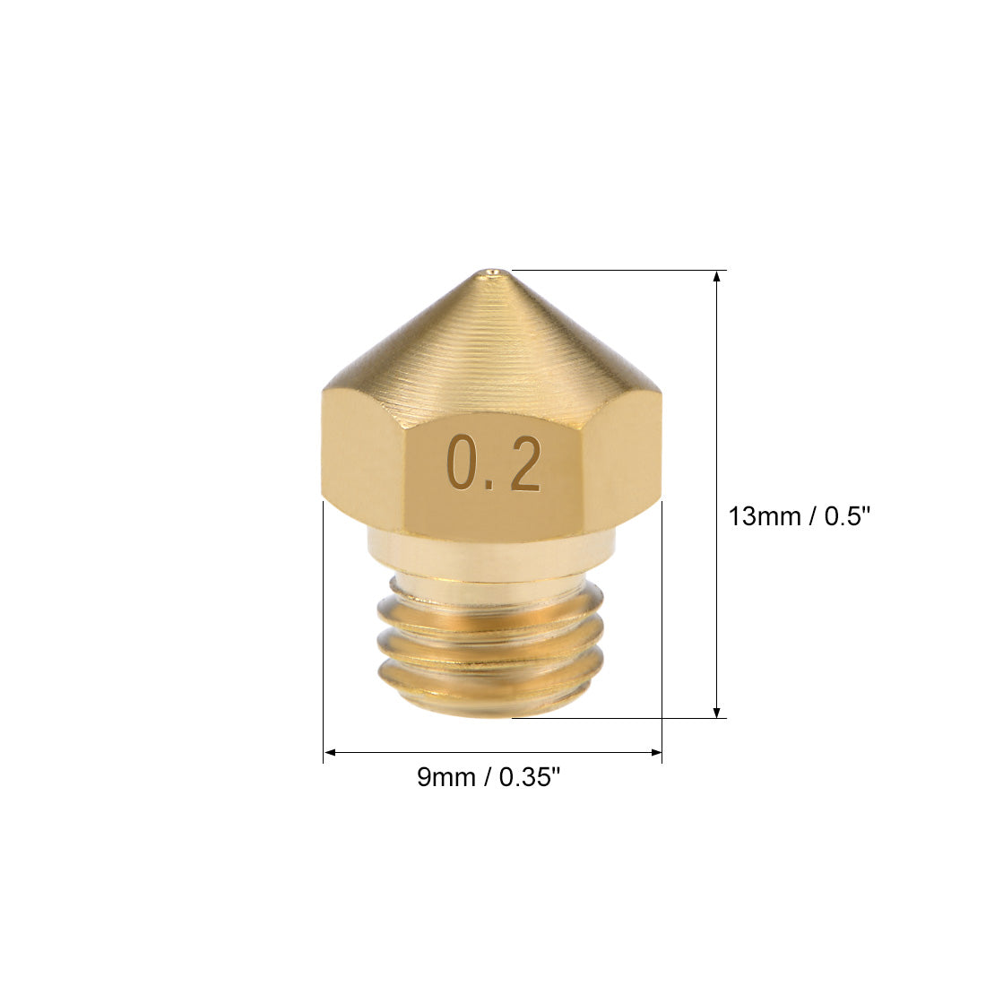 uxcell Uxcell 0.2mm 3D Printer Nozzle Head M7 Thread Replacement for MK10 1.75mm Extruder Print, Brass 5pcs