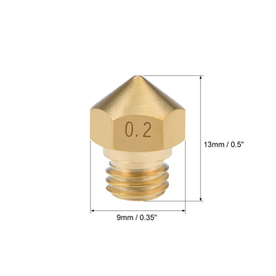 Harfington Uxcell 0.2mm 3D Printer Nozzle Head M7 Thread Replacement for MK10 1.75mm Extruder Print, Brass 5pcs
