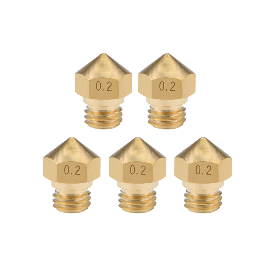 uxcell Uxcell 0.2mm 3D Printer Nozzle Head M7 Thread Replacement for MK10 1.75mm Extruder Print, Brass 5pcs