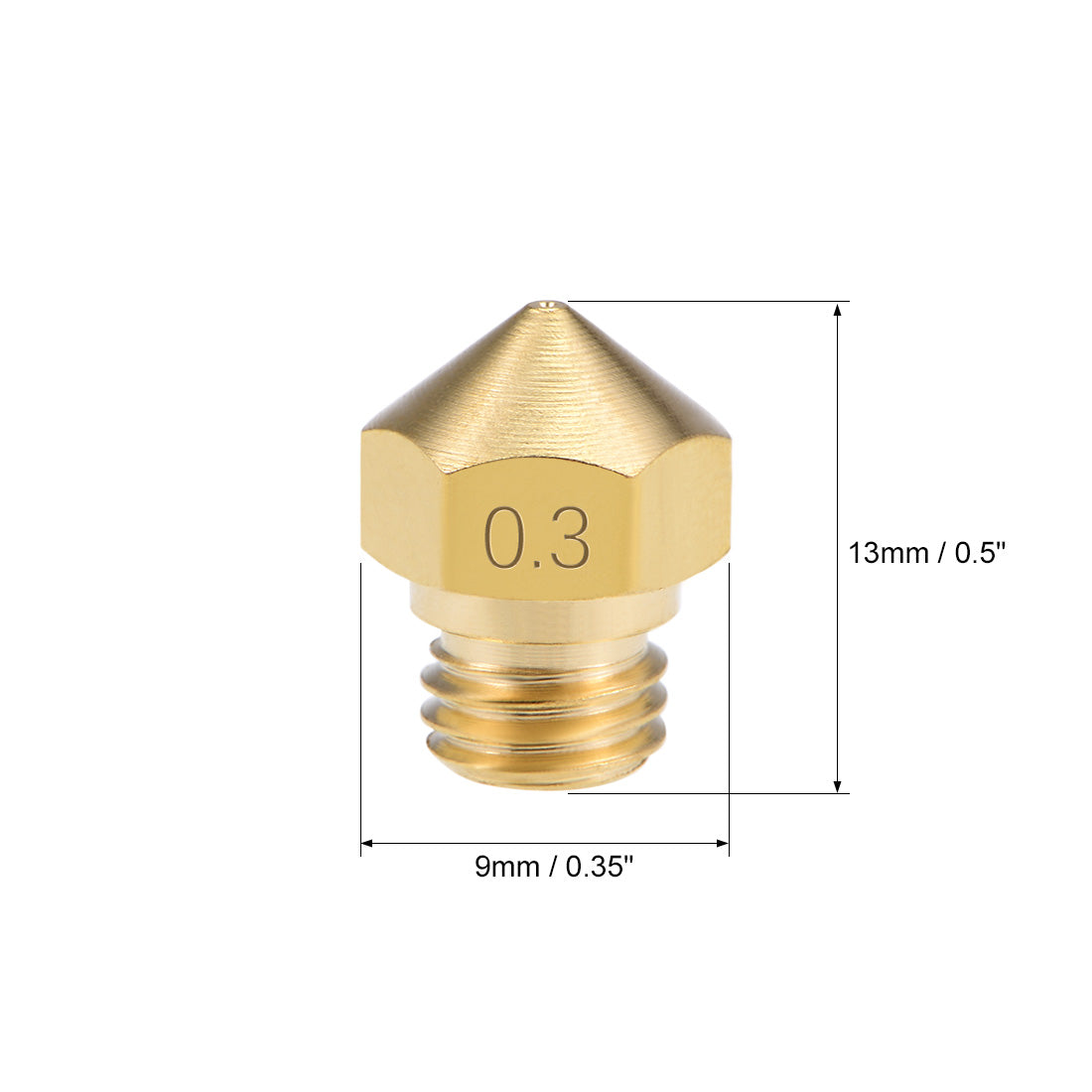 uxcell Uxcell 0.3mm 3D Printer Nozzle Head M7 for MK10 Extruder Print, Brass 5pcs