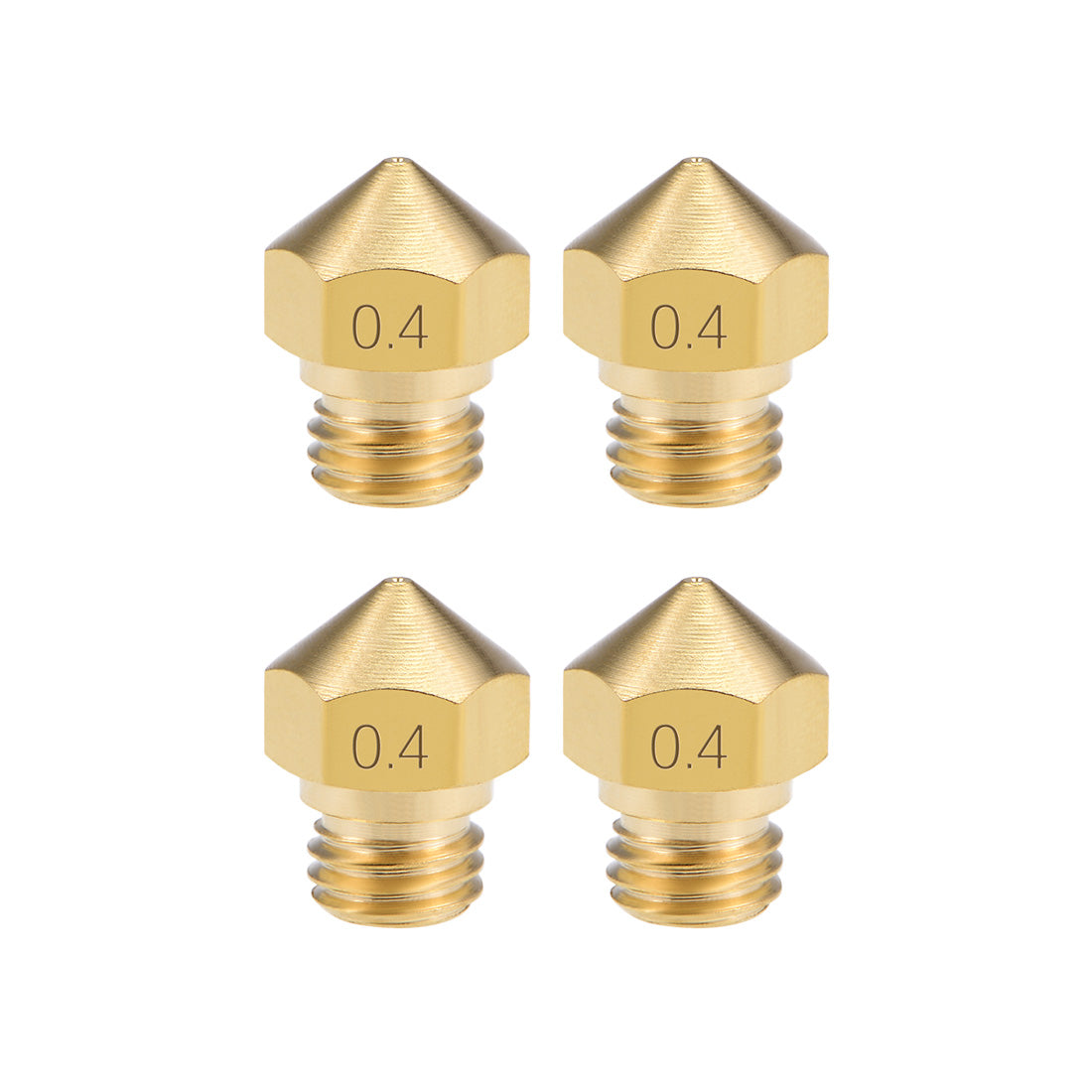 uxcell Uxcell 0.4mm 3D Printer Nozzle Head M7 Thread Replacement for MK10 1.75mm Extruder Print, Brass 4pcs