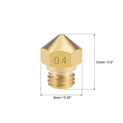 Harfington Uxcell 0.4mm 3D Printer Nozzle Head M7 Thread Replacement for MK10 1.75mm Extruder Print, Brass 5pcs