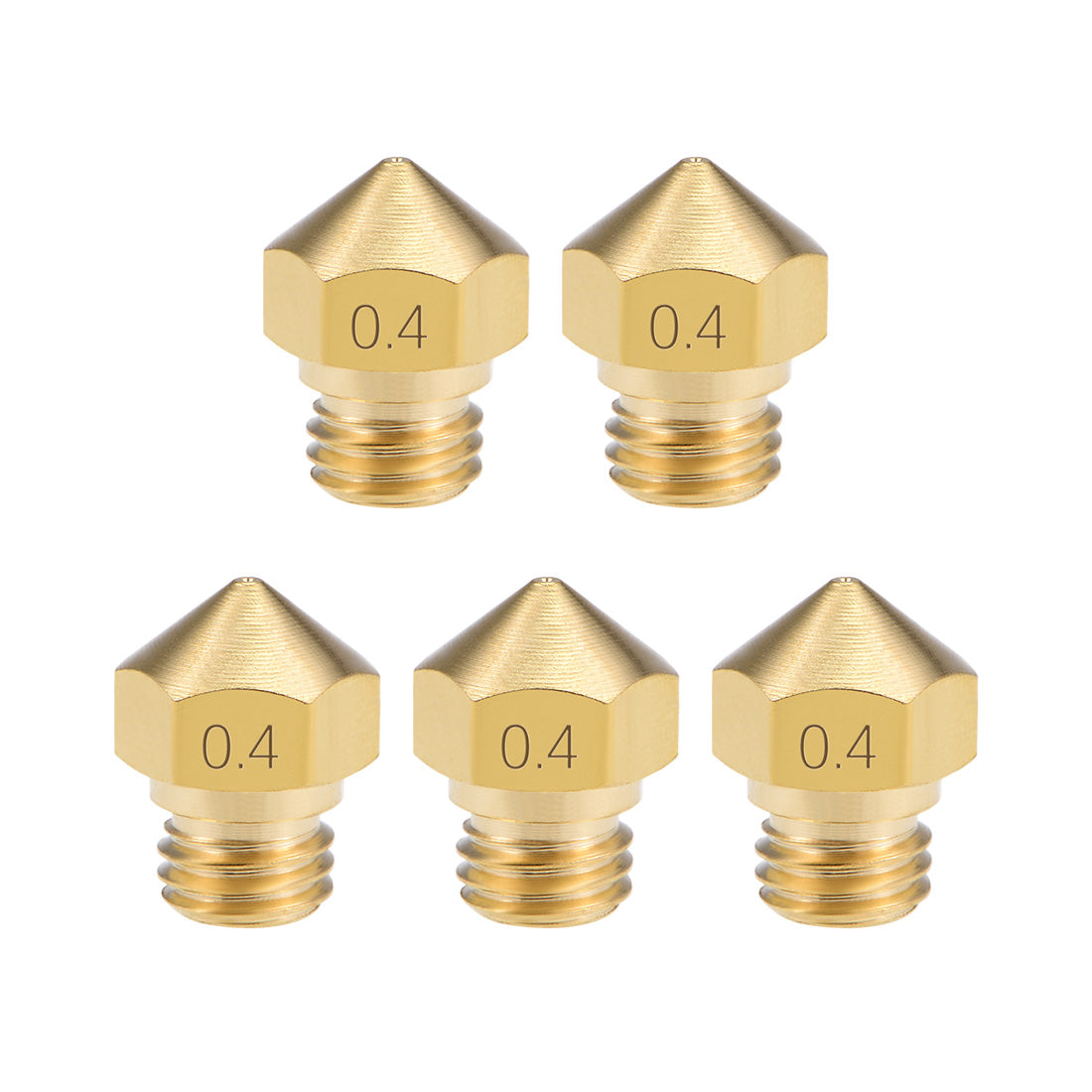 uxcell Uxcell 0.4mm 3D Printer Nozzle Head M7 Thread Replacement for MK10 1.75mm Extruder Print, Brass 5pcs