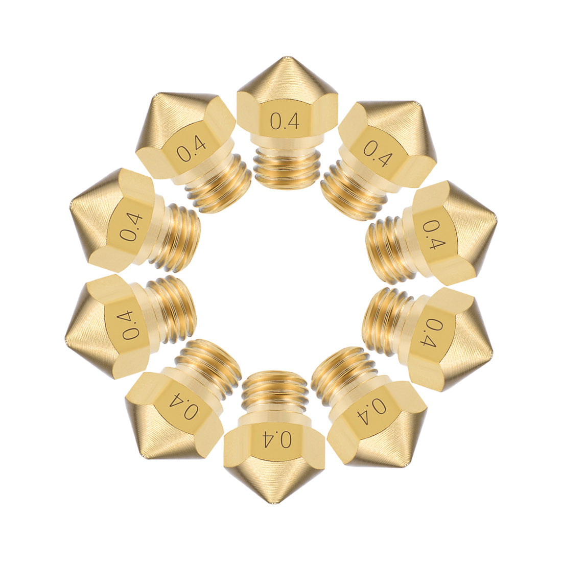 uxcell Uxcell 0.4mm 3D Printer Nozzle Head M7 for MK10 1.75mm Extruder Print, Brass 10pcs